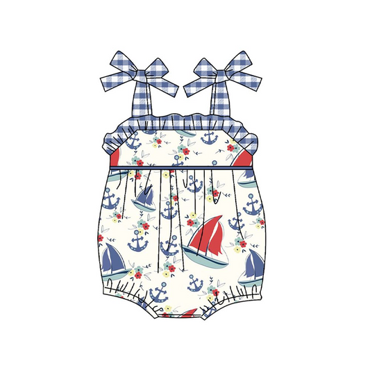 Moq 3 Pre-order SR1209 Baby Girl Boats Floral One Piece Romper