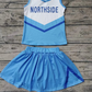 Baby Girl Sleeveless Blue Tops Team Shorts Skirt Outfit Clothes Set
