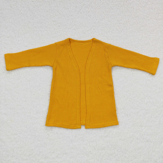 GT0246 Baby Girl Yellow Long Sleeves Cardigan Sweater Coat