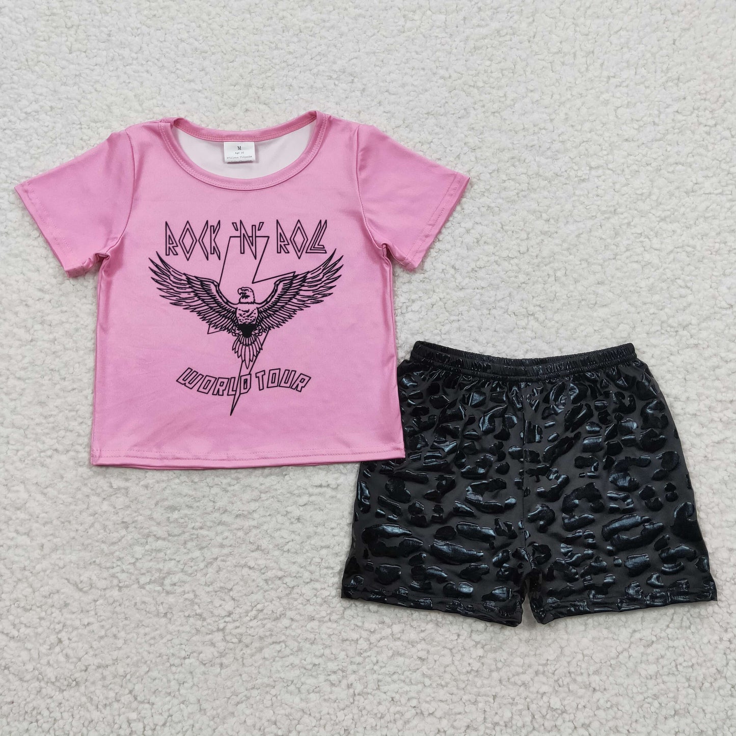 GSSO0316 Baby Girl Summer Short Sleves Bird Shirt Shorts Music Outfit