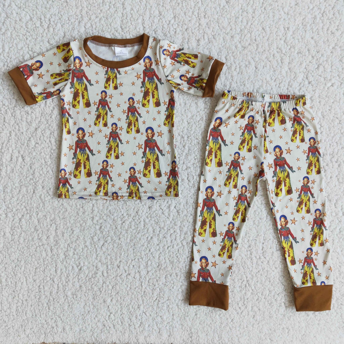 Promotion E8-13 Baby Firl Western Cow Girl Pajamas Outfit