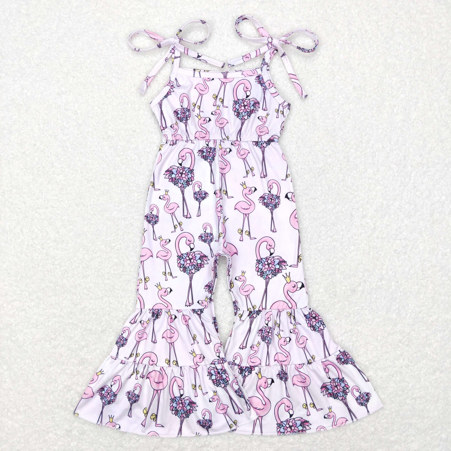 SR0505 Baby Girl Flamingo Sleeveless Purple Jumpsuit