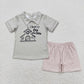 Baby Girl Short Sleeves Old Story Tunic Plaid Shorts Summer Set