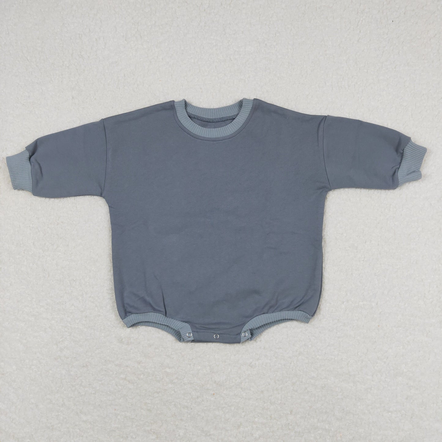 Baby Boy Long Sleeves Grey Blue Cotton Sweater Romper