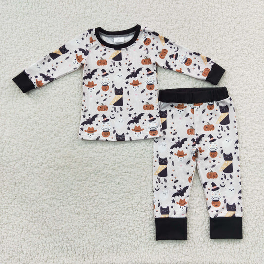 BLP0276 Halloween Baby Boy Long Sleeves Ghost Pumpkin Pants Pajamas Outfit