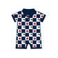 ( Moq 5 Each Style ) Baby Boys Girls Toddler Bows Navy Plaid Team Sibling Shorts Dress Shirt Set Summer Clothes