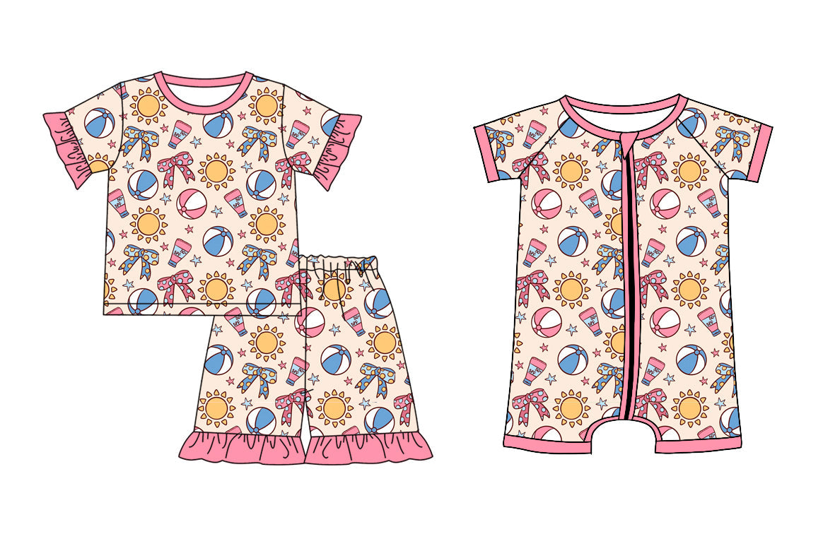 Baby Girl Short Sleeves Bows Sibling Pajamas Set ( Moq 5 Each Style ) 1.6