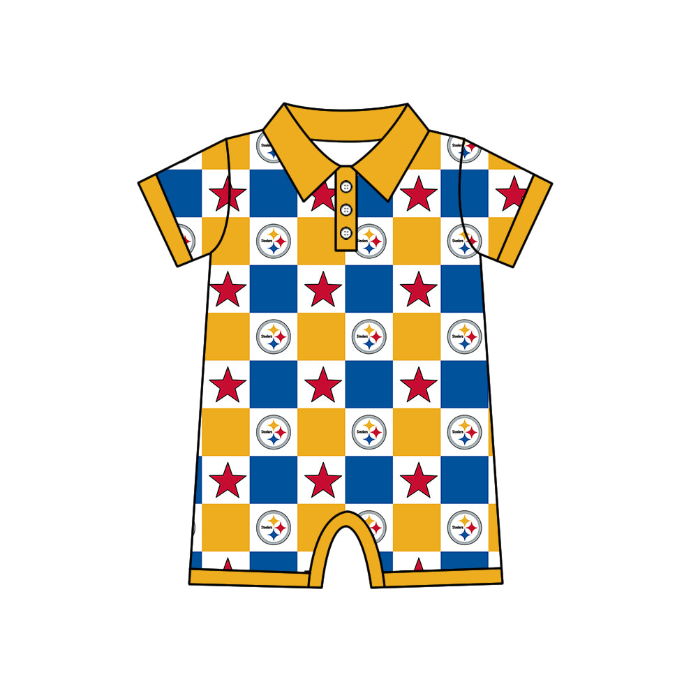 ( Moq 5 Each Style ) Baby Boys Girls Toddler Bows Team Sibling Blue Yellow Plaid Shorts Dress Sets Clothes