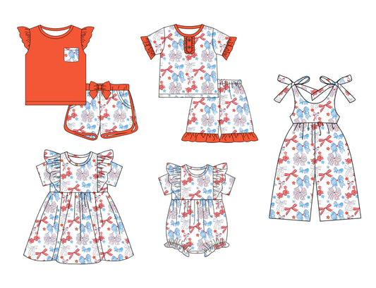 Baby Girl July 4th Bows Sibling Romper Dress Set ( Moq 5 Each Style ) 12.25