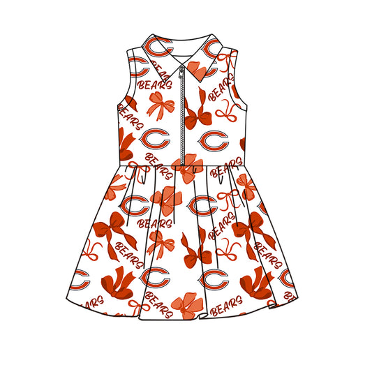 ( Moq 5 ) Custom Baby Girls Kids Sleeveless Bows Shorts Team Zipper Dress Cheer Clothes