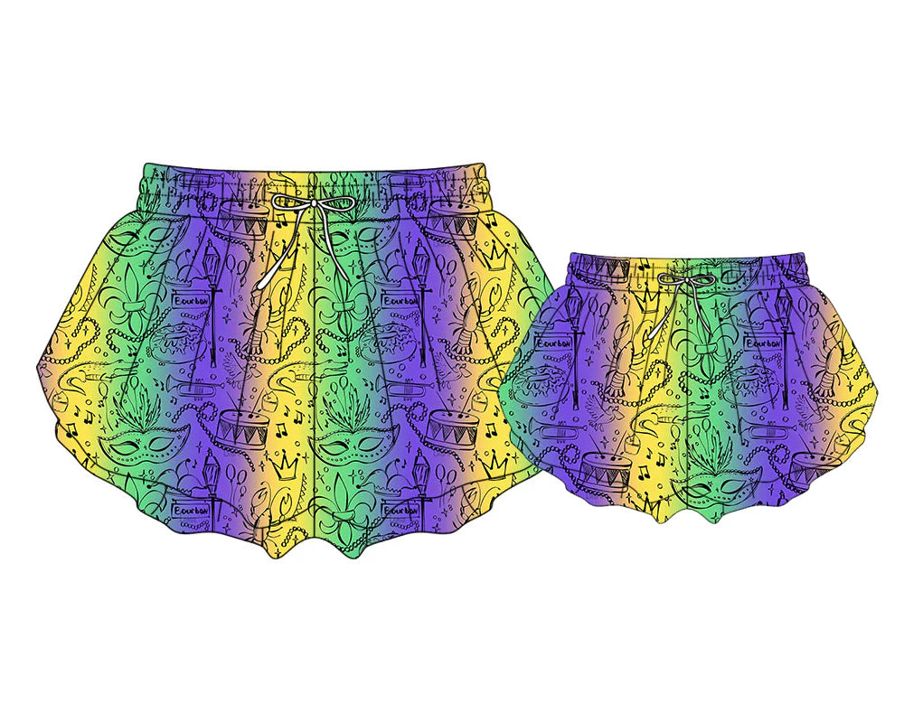 ( Moq 5 Each Style ) Sibling Baby Girl Adult Women Masks Mardi Gras Shorts Mom And Me Clothes