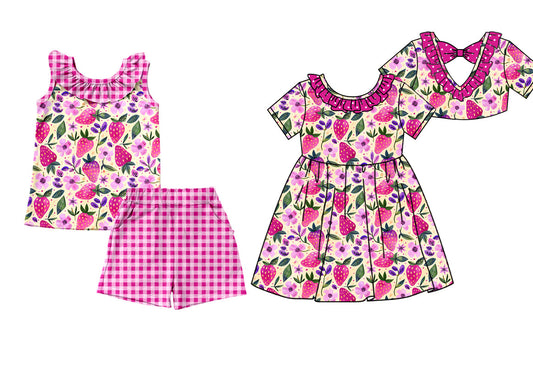 Baby Girl Strawberry Flower Sibling Dress Set ( Moq 5 Each Style ) 1.16