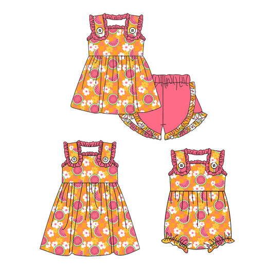 Baby Girl Watermelon Flower Sibling Romper Dress Set ( Moq 5 Each Style ) 1.24
