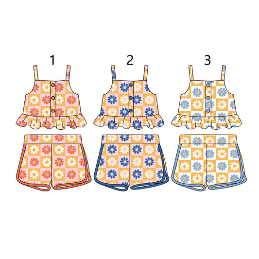 Baby Girl Flower Checked Straps Sibling Set ( Moq 5 Each Style ) 1.15