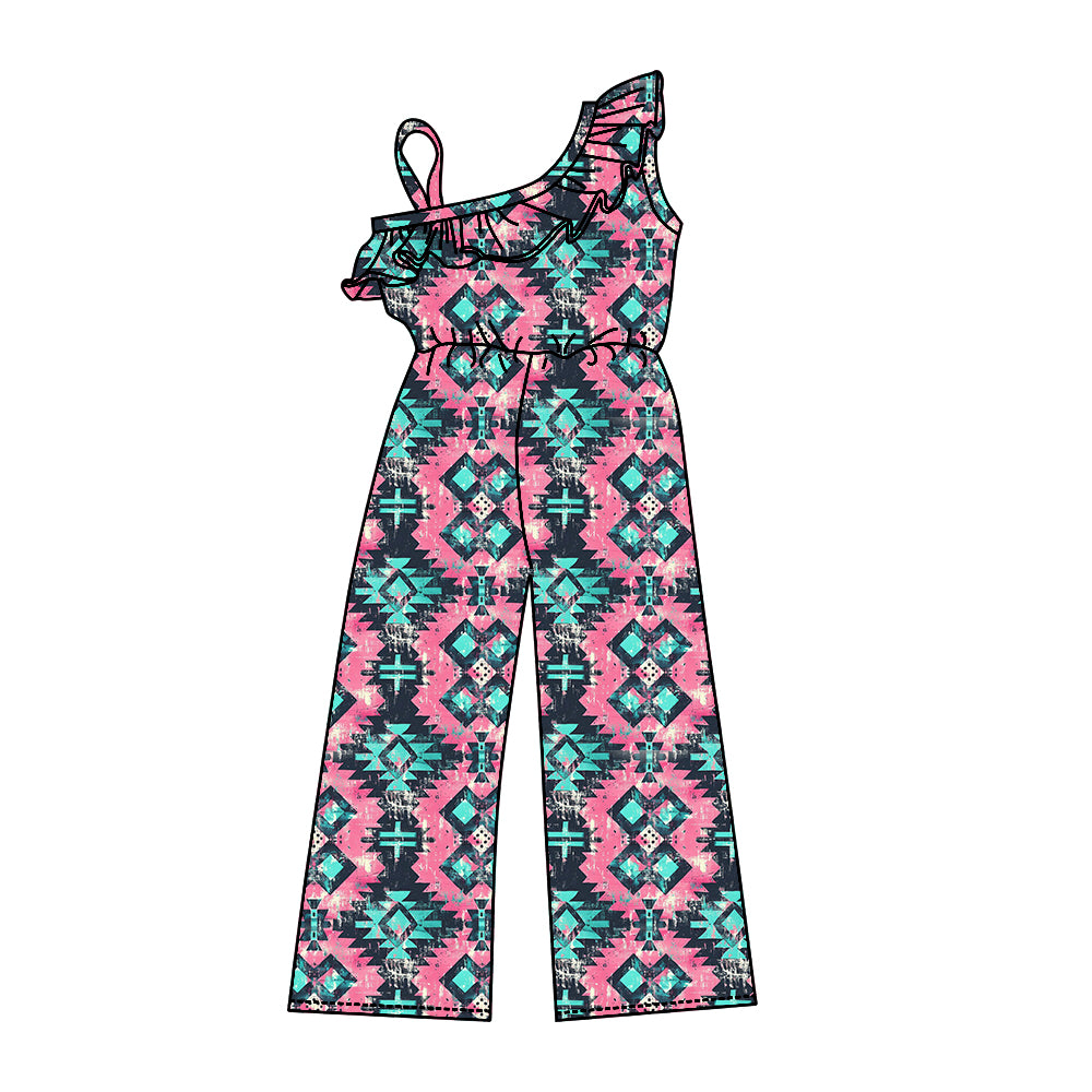 Baby Girl Western Aztec Pants Ruffle Jumpsuit