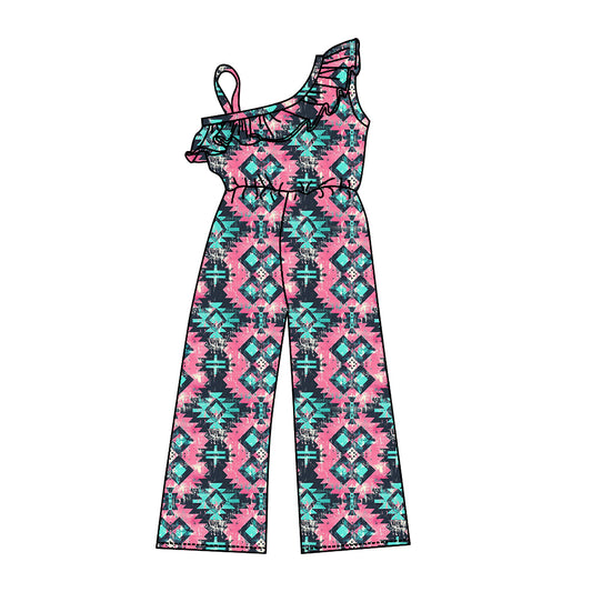 Baby Girl Western Aztec Pants Ruffle Jumpsuit