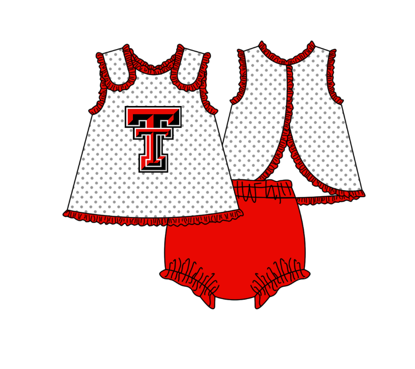 ( Moq 5 ) Baby Girls Toddler TT Dots Tops Red Bummie Shorts Team Set