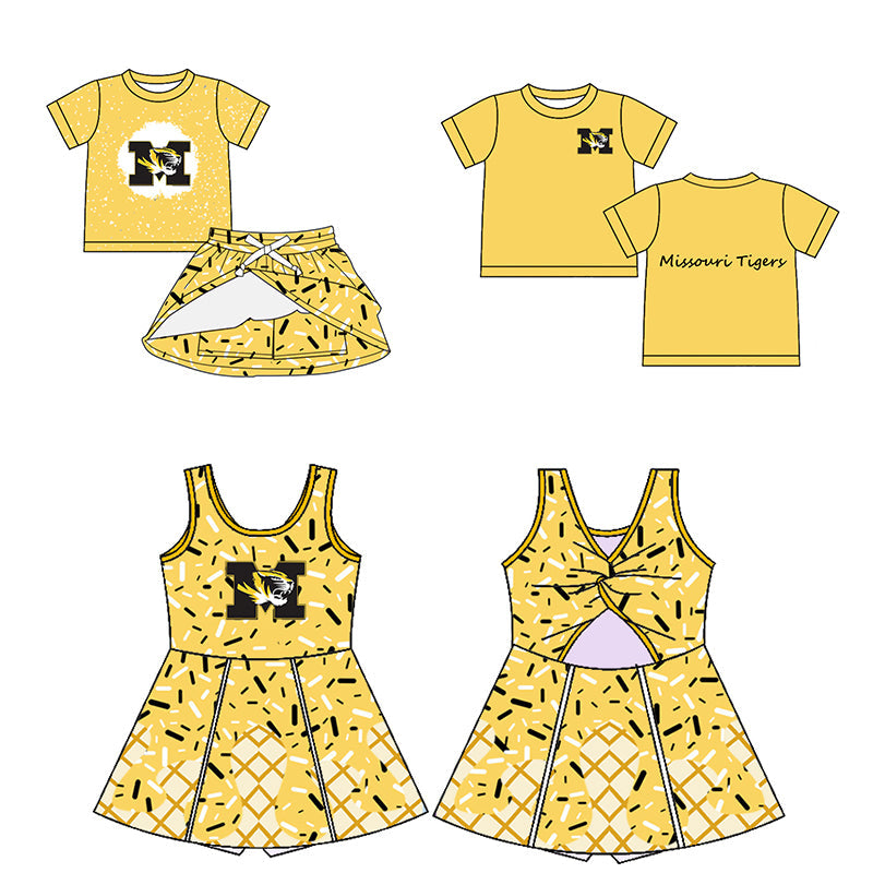 ( Moq 5 each style ) Baby Boy Girl Team Tiger Yellow Sibling Dress Romper Set 5.9