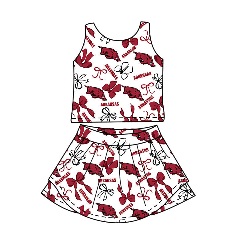 ( Moq 5 Each Style ) Baby Girls Kids Red Bows Pigs Sibling Team Shorts Dresses Set
