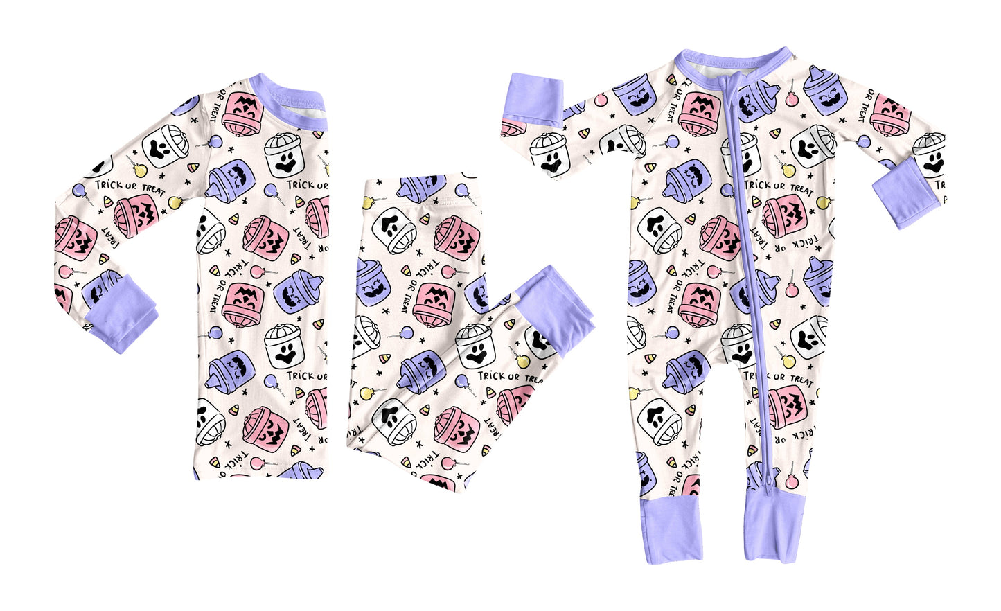 ( Moq 5 Each Style ) Baby Girl Toddler Halloween Sibling Pajamas Romper Set