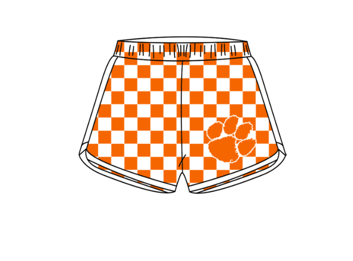 ( Moq 5 Each Style ) Baby Boys Girls Toddler Orange Plaid Sibling Shorts Sets Team Clothing