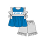 ( Moq 5 ) Baby Girls Toddler Short Sleeves Blue Tunic Dots Shorts Team Set