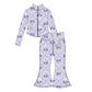 ( Moq 10 ) Baby Girl Colorful Flower Long Sleeves Pockets Zipper Shirt Bell Bottom Pants Activity Wear Yoga Set