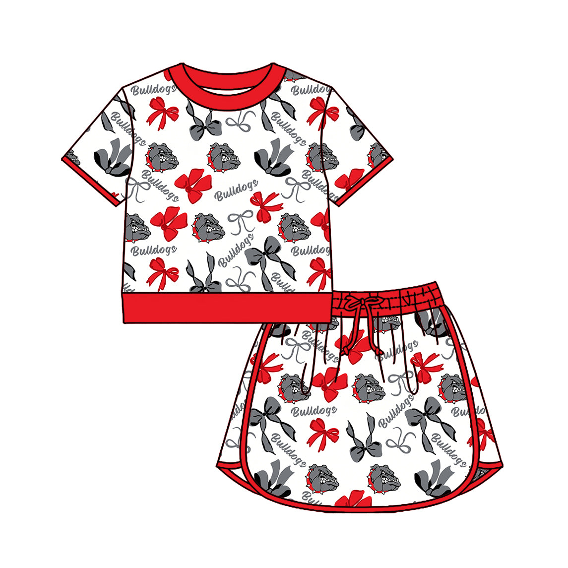 ( Moq 5 Each Style ) Sibling Baby Girls Kids Dogs Bows Team Shirt Sets Clothes