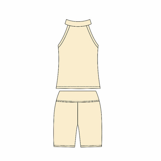 ( Moq 10 ) Baby Girl Sleeveless Activity Wear Vest Tops Biking Shorts Yoga Set