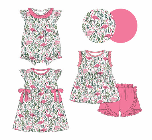 Baby Girl Flamingos Floral Sibling Romper Dress Set ( Moq 5 Each Style ) 1.13