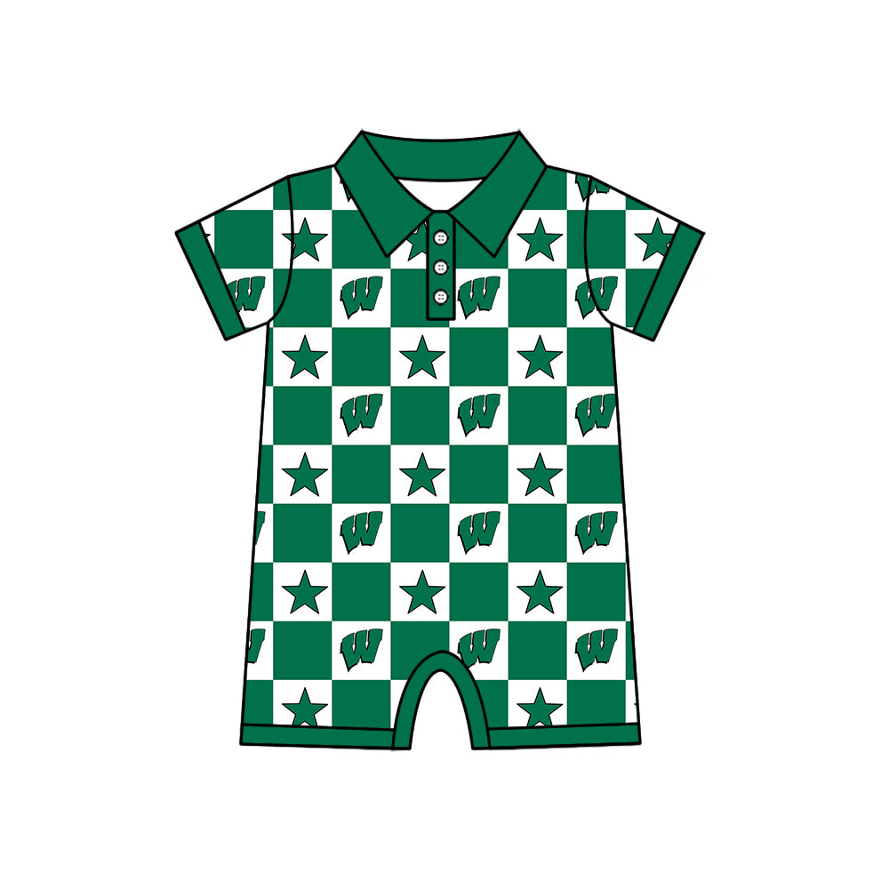 ( Moq 5 Each Style ) Baby Boys Girls Toddler Green Bows Team Sibling Shorts Dress Shirt Set Clothes
