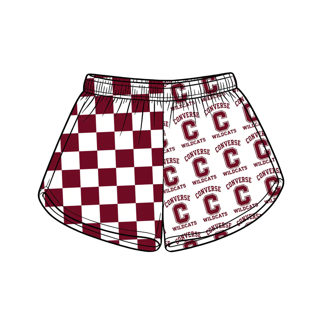 ( Moq 5 ) Baby Girls Kids Wildcats Checked Team Shorts Summer Clothes