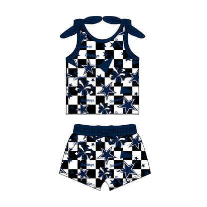 ( Moq 5 each style ) Baby Girl Toddler Cheer Sibling Stars Team Romper Dress Set 7.16