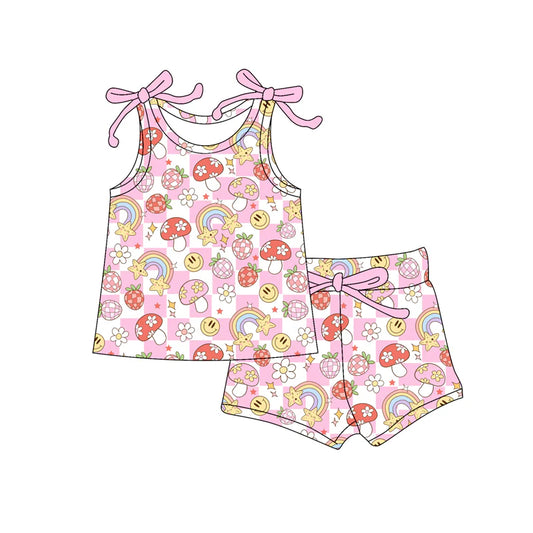 Baby Girls Bows Sleeveless Smiles Flowers Top Short Set ( Moq 5 )