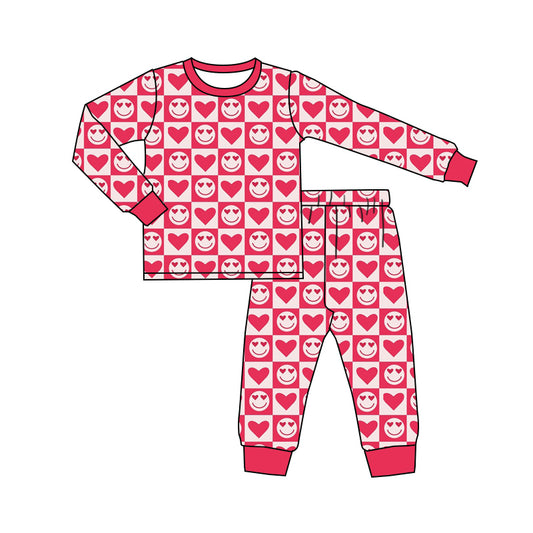 Baby Girl Long Sleeves Valentine Smile Hearts Shirt Pants Pajamas Set