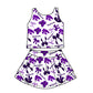 ( Moq 5 Each Style ) Baby Girls Toddler Purple Bows Sibling Team Shorts Dresses Set Clothes