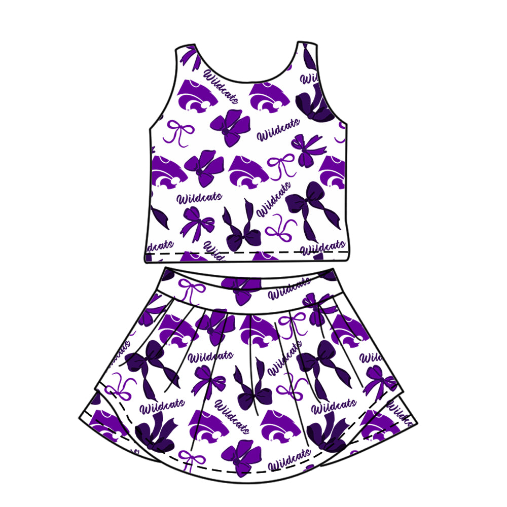 ( Moq 5 Each Style ) Baby Girls Toddler Purple Bows Sibling Team Shorts Dresses Set Clothes
