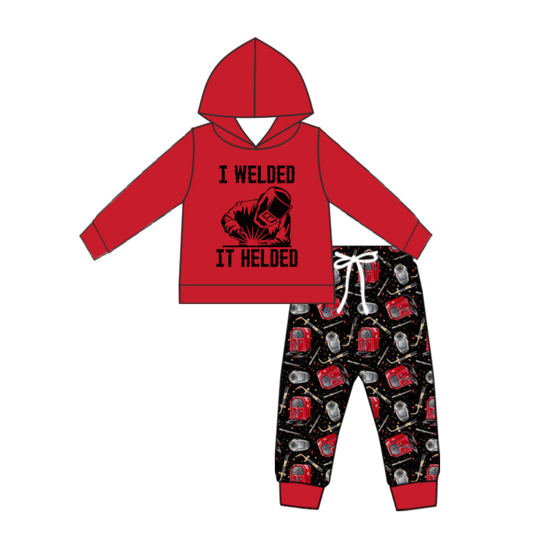 Baby Kids Toddler Red Hoodie Shirt Pants Set