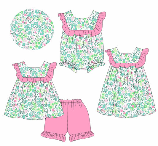 Baby Girl Flower Ruffle Sibling Romper Dress Set ( Moq 5 Each Style ) 1.14