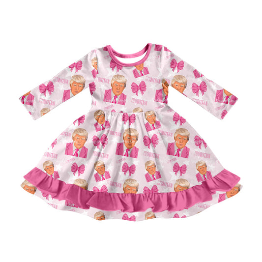 Baby Girl Long Sleeves Bows Pink Dress