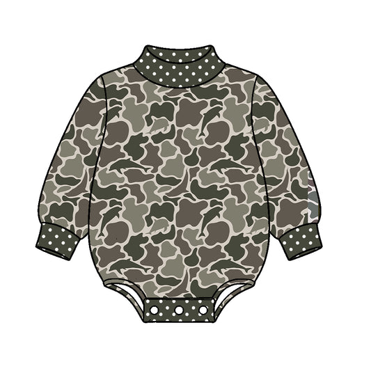 ( Moq 5 ) Preorder Baby Kids Infant Long Sleeves Camo Print Bubble Romper Clothes