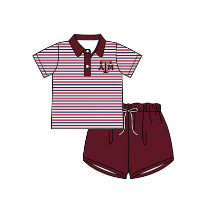 ( Moq 5 each style ) Baby Boy Girl Short Sleeves Team AM Sibling Dress Shirt Set 5.5