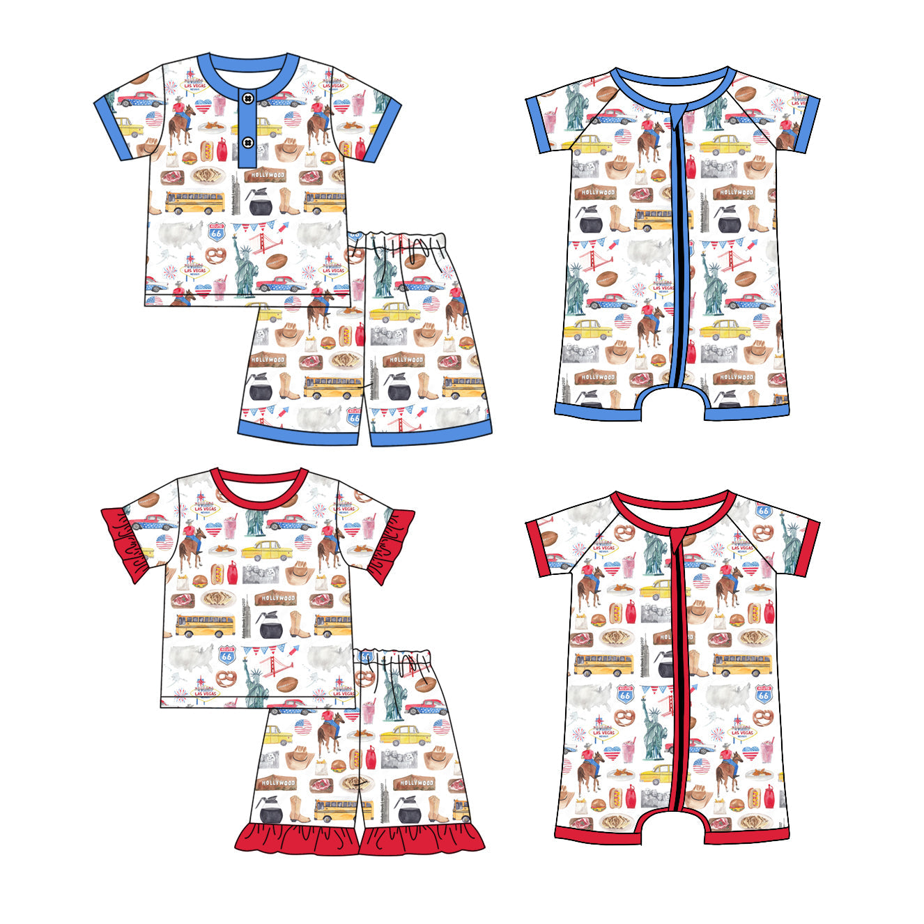 Baby Boy Girl Short Sleeves Travel Sibling Pajamas Romper Set ( Moq 5 Each Style ) 2.8