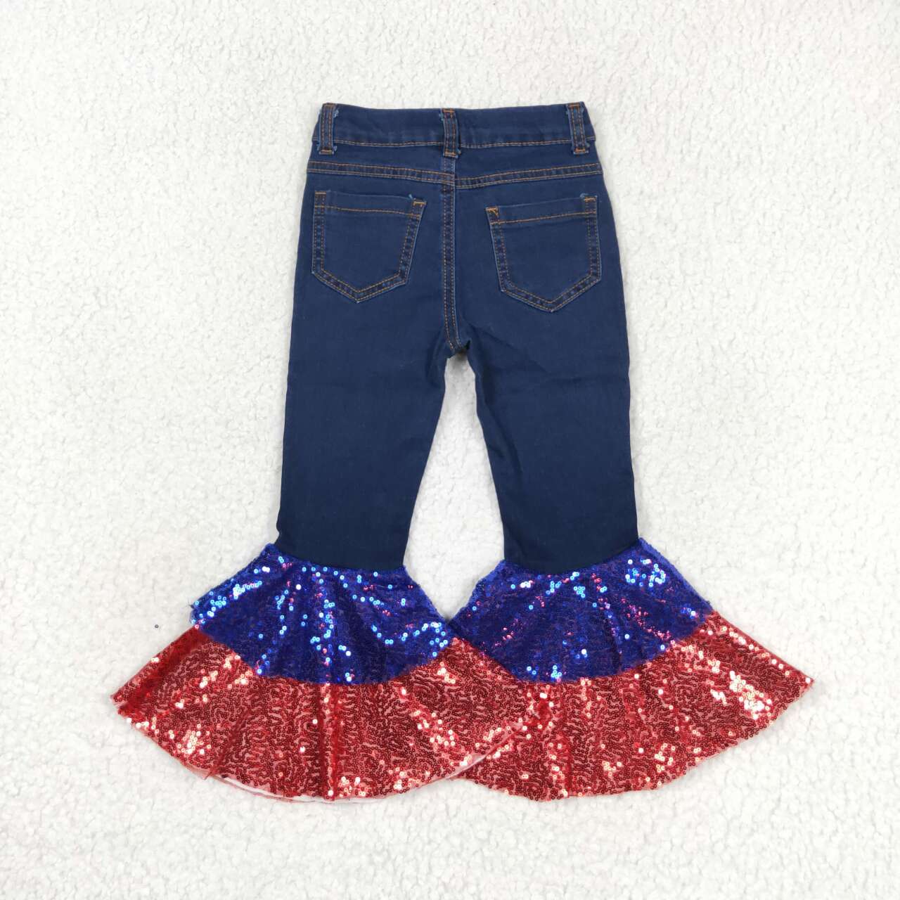 baby girl July 4th red blue sequin denim pants jeans