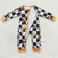 LR0404 Western Baby Boy Long Sleeves Cow Pumpkin Cactus Zipper Halloween Romper
