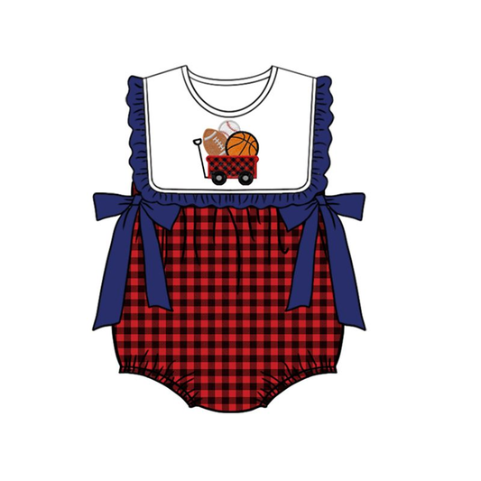 Moq 3 Pre-order SR0752 Baby Girl Ball Plaid One Piece Romper