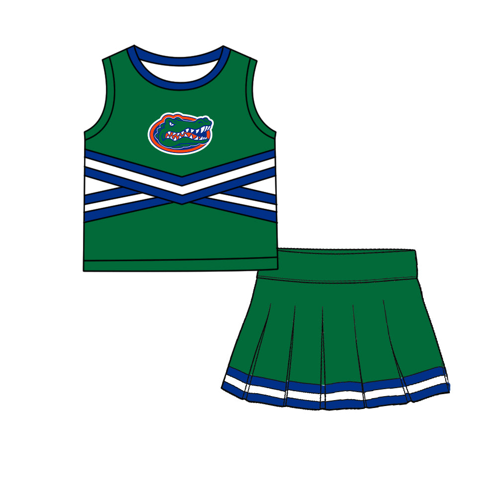 ( Moq 5 ) Baby Girls Kids Sleeveless Vest Skirt Shots Team Set Clothes
