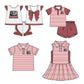 ( Moq 5 each style ) Baby Boy Girl Short Sleeves Team A Sibling Dress Shirt Set 5.5