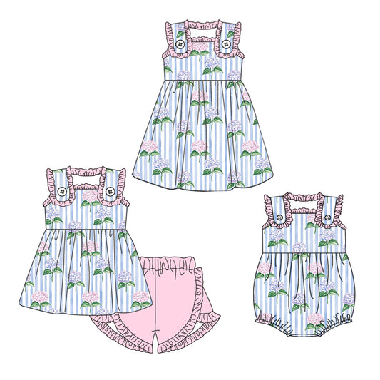 ( Moq 5 Each Style ) Sibling Baby Girls Kids Flower Stripes Romper Dress Set Clothes