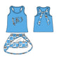 ( Moq 5 Each Style ) Baby Boys Girls Toddler Bows Team Sibling Shorts Dress Shirt Blue Set Clothes